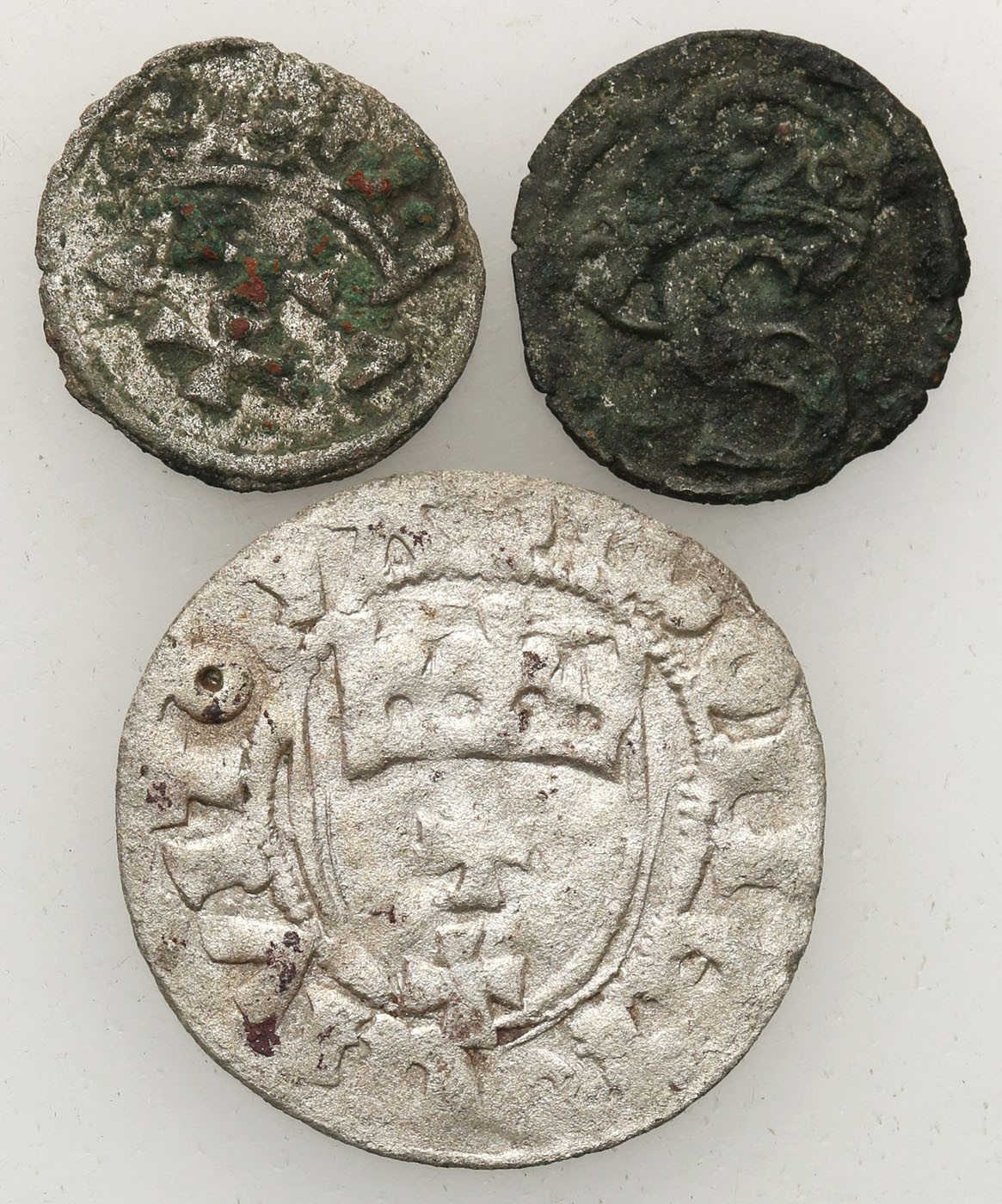 Kazimierz IV Jagiellończyk. Szeląg, Gdańsk / Zygmunt I Stary. Denar 1547, Gdańsk i denar Toruński, zestaw 3 sztuk